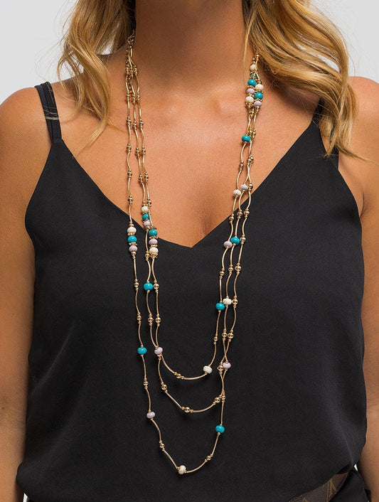 COLLAR MULTI-HILO EN COLOR ORO ROSA ÚNICA