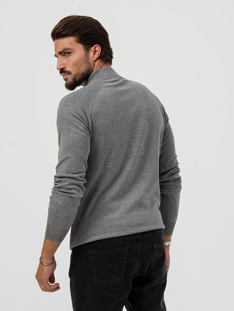 César - Jersey Cuello Alto en Gris Claro