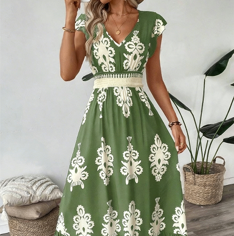 Valentina - Vestido Largo Fluido con Cuello en V