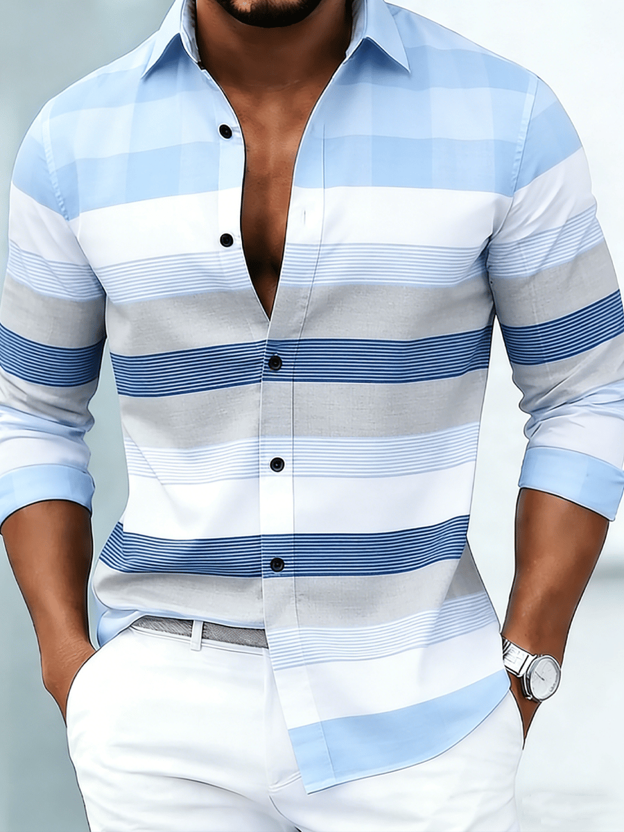 Manuel - Camisa de Manga Larga de Lujo con Estampado de Rayas