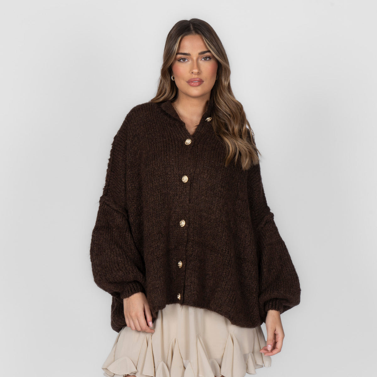 Noelia - Rebeca oversize de punto marrón oscuro