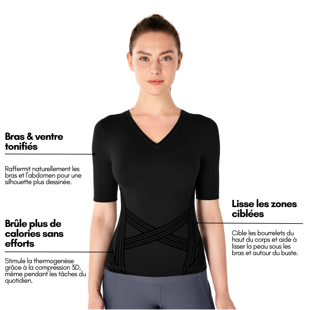 Camiseta deportiva de manga corta y cuello en V