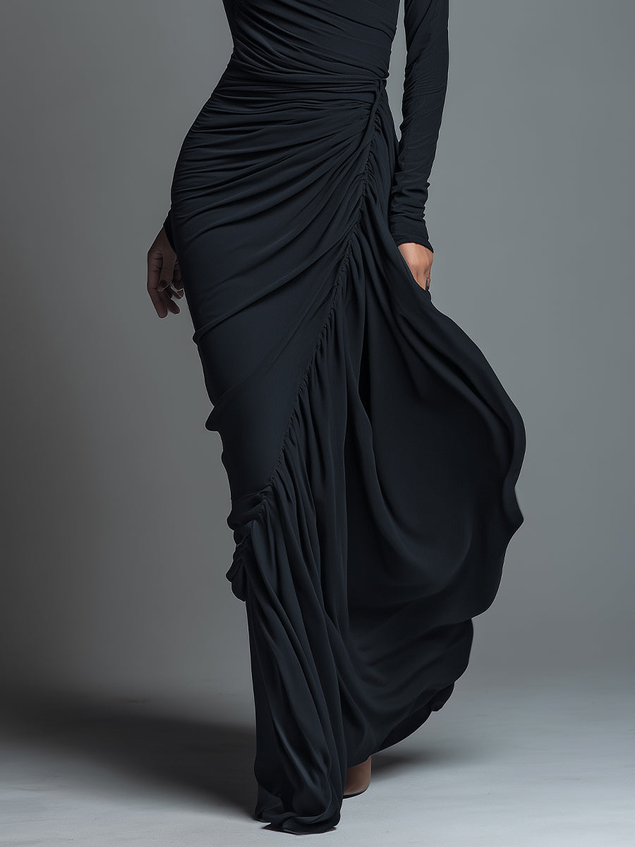 Carolina - Vestido Maxi de Punto Jersey con Fruncidos