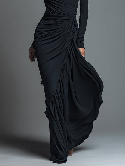 Carolina - Vestido Maxi de Punto Jersey con Fruncidos