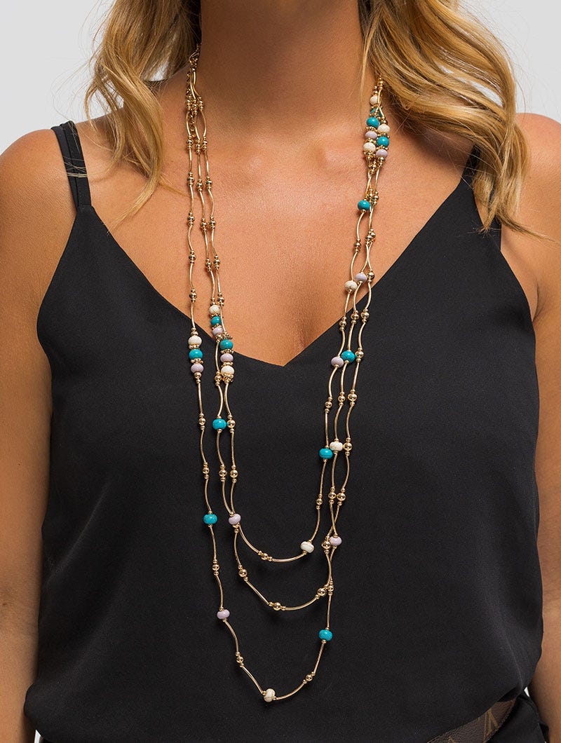 COLLAR MULTI-HILO EN COLOR ORO ROSA ÚNICA