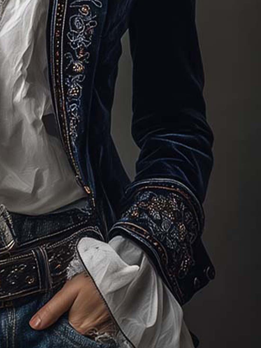 Clarisa - Chaqueta Larga Bordada de Estilo Vintage