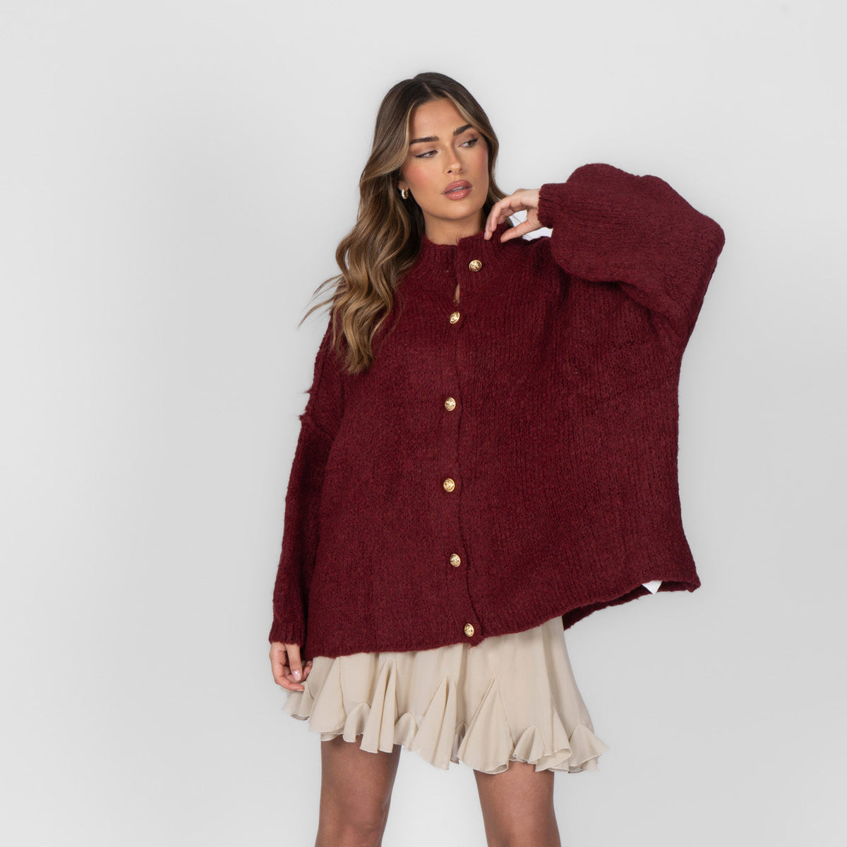 Noelia - Rebeca oversize de punto burdeos