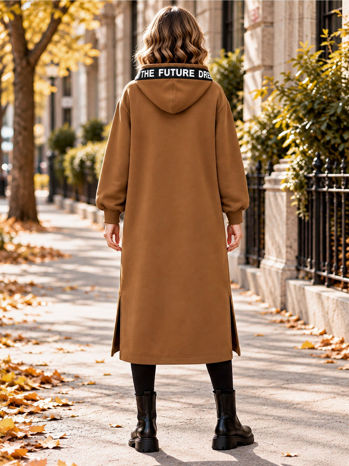 Irene - Abrigo sudadera oversize largo con capucha