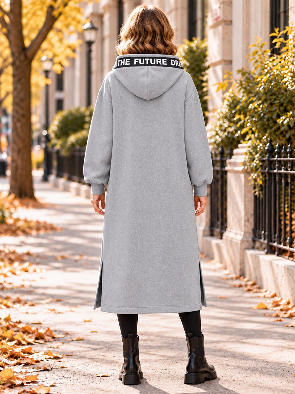 Irene - Abrigo sudadera oversize largo con capucha