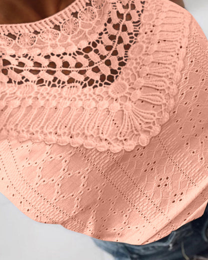 Raquel - Top de Jacquard con Escote Halter y Detalle de Encaje