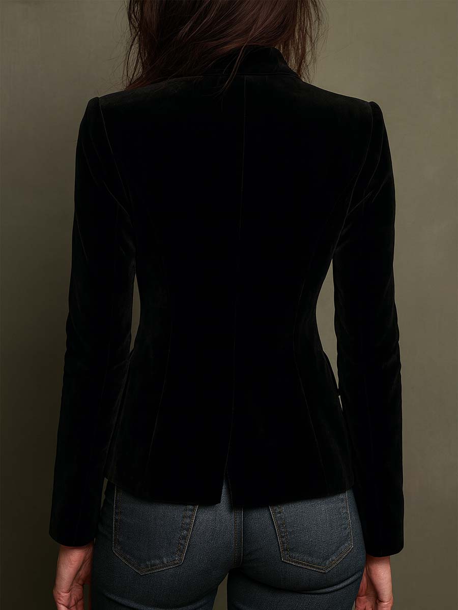 Dalia - Blazer Negro con Bordados Florales Multicolor