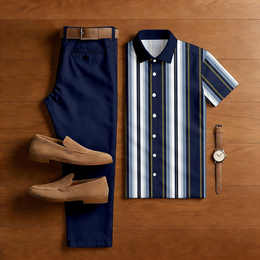 Alejandro - Conjunto Navy White de Dos Piezas