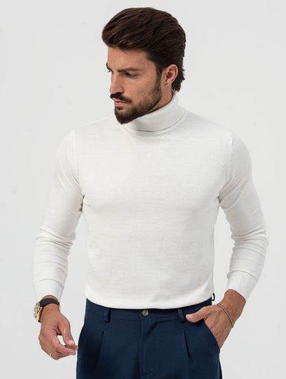 Julio - Jersey Cuello Alto en Blanco