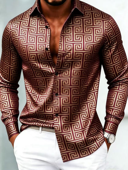 Lucas - Camisa de Manga Larga de Lujo con Estampado Geométrico