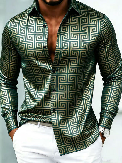 Lucas - Camisa de Manga Larga de Lujo con Estampado Geométrico