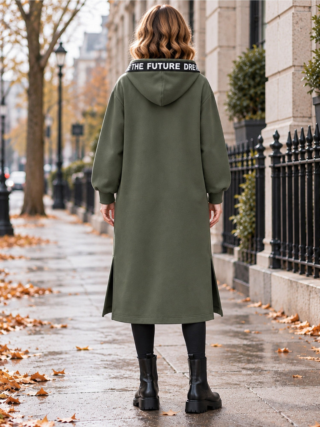 Irene - Abrigo sudadera oversize largo con capucha