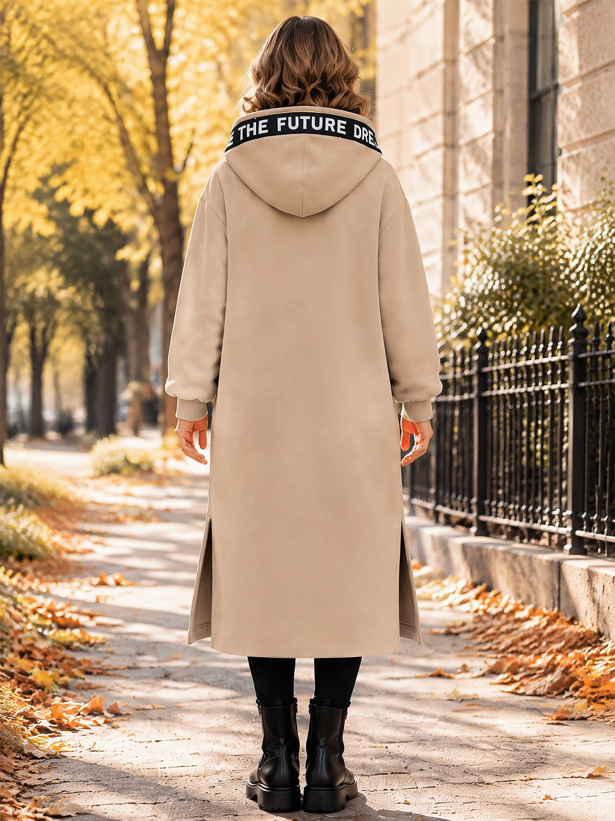 Irene - Abrigo sudadera oversize largo con capucha