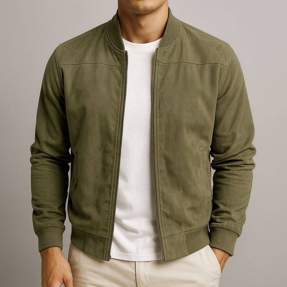 Ernesto - Chaqueta Bomber Suede Essential Taupe