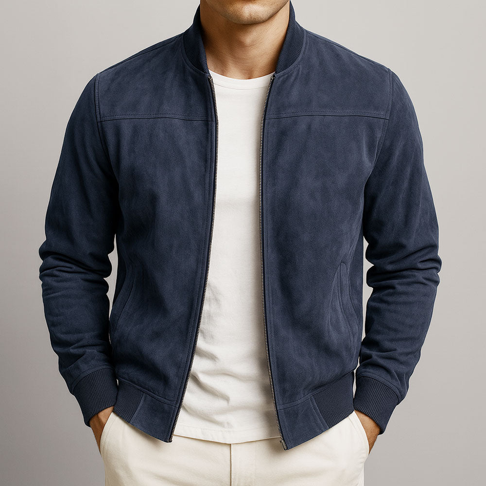 Ernesto - Chaqueta Bomber Suede Essential Taupe