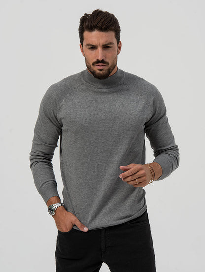César - Jersey Cuello Alto en Gris Claro