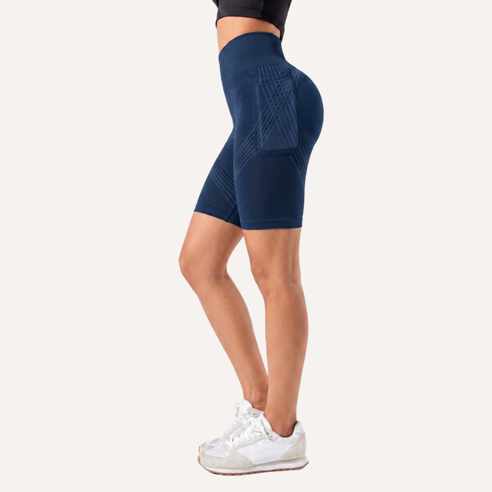 Pantalón corto deportivo de cintura alta con bolsillo