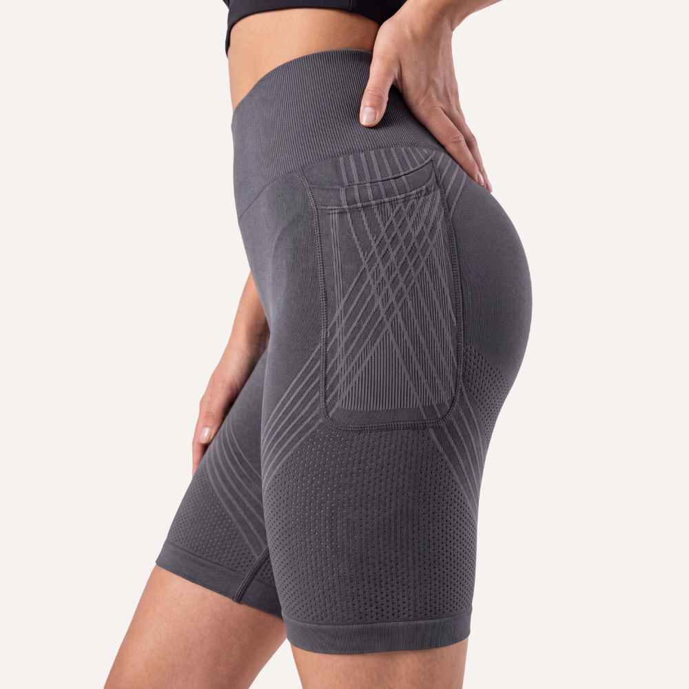 Pantalón corto deportivo de cintura alta con bolsillo