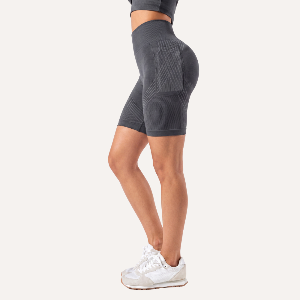 Pantalón corto deportivo de cintura alta con bolsillo