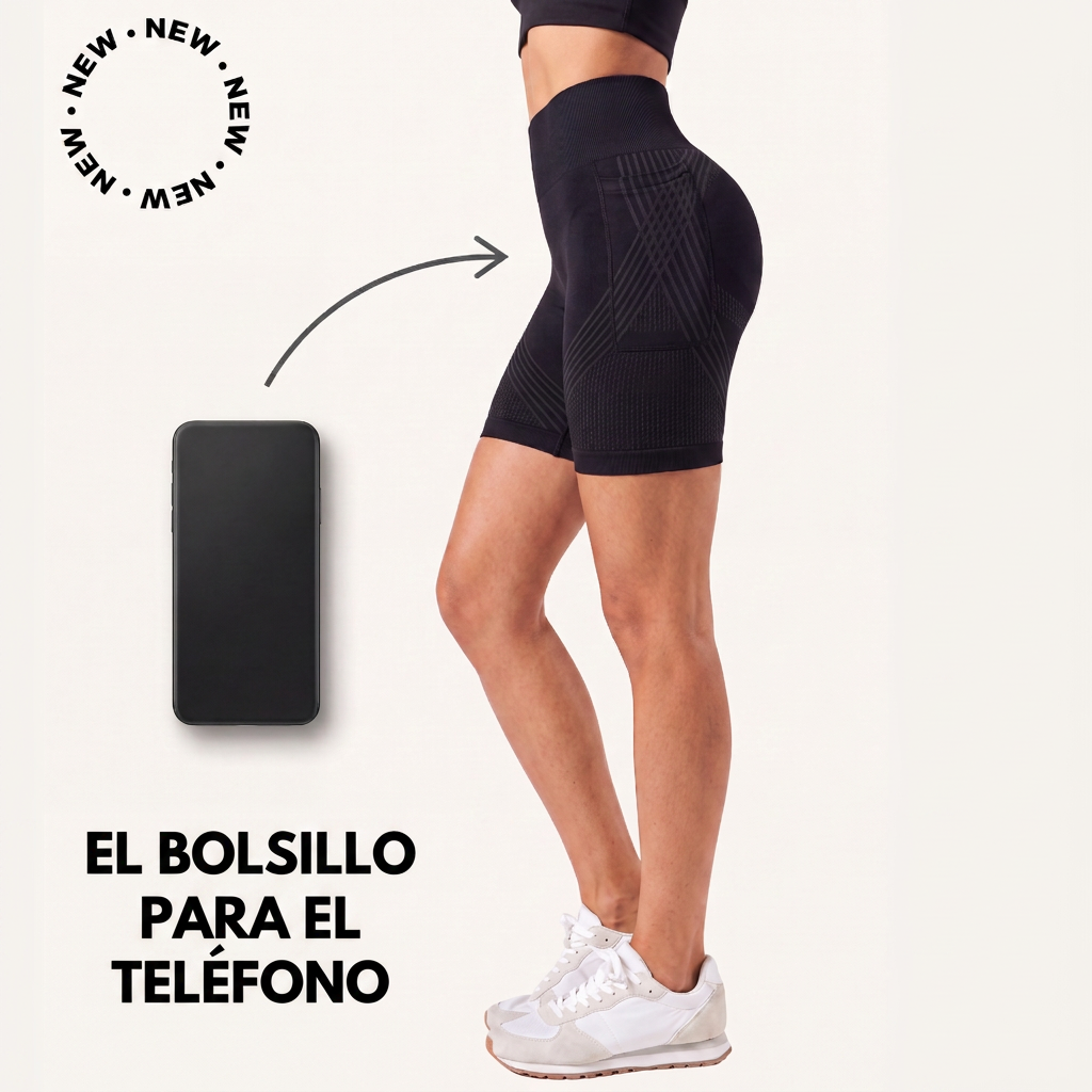 Pantalón corto deportivo de cintura alta con bolsillo