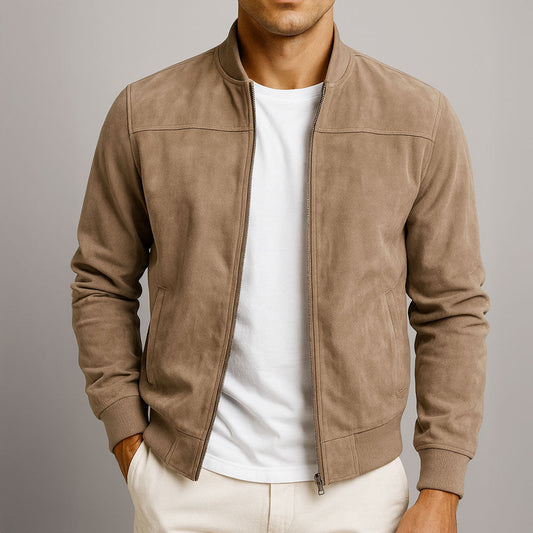 Ernesto - Chaqueta Bomber Suede Essential Taupe