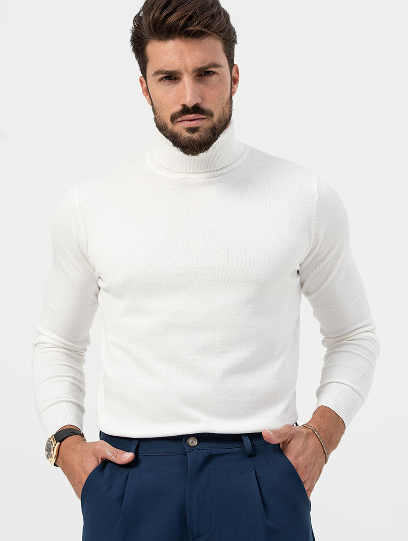 Julio - Jersey Cuello Alto en Blanco