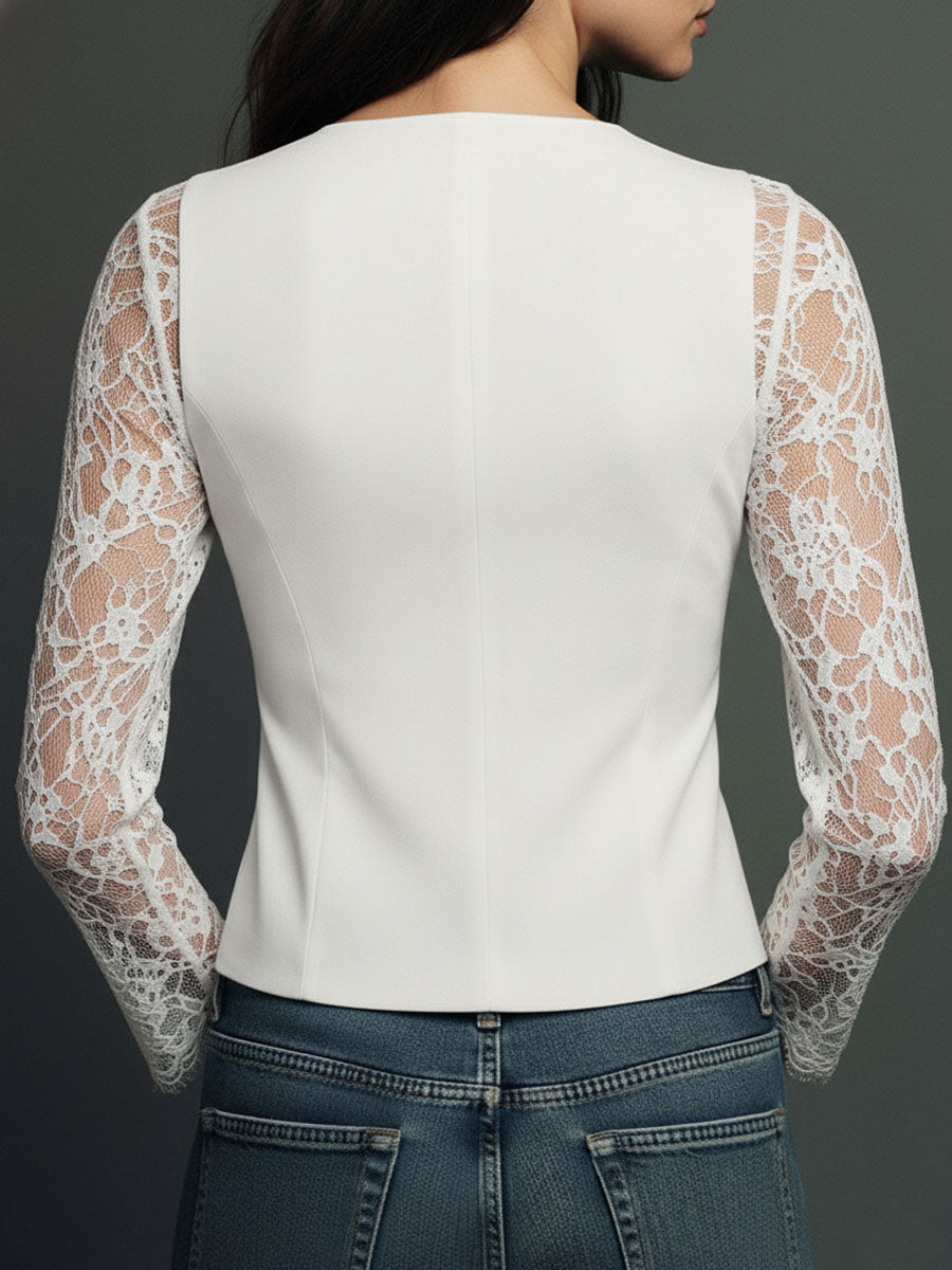 Viviana - Blazer con Mangas Semitransparentes y Encaje
