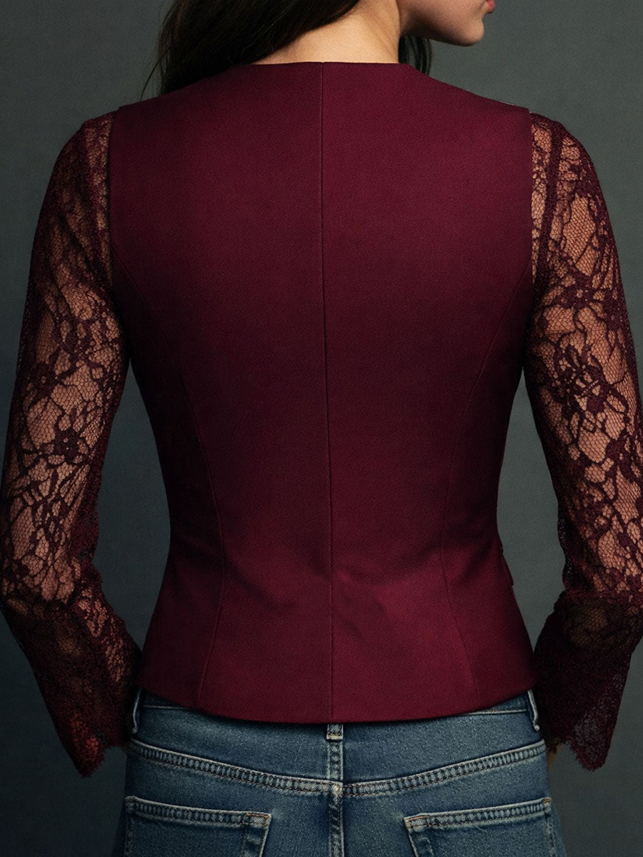 Viviana - Blazer con Mangas Semitransparentes y Encaje