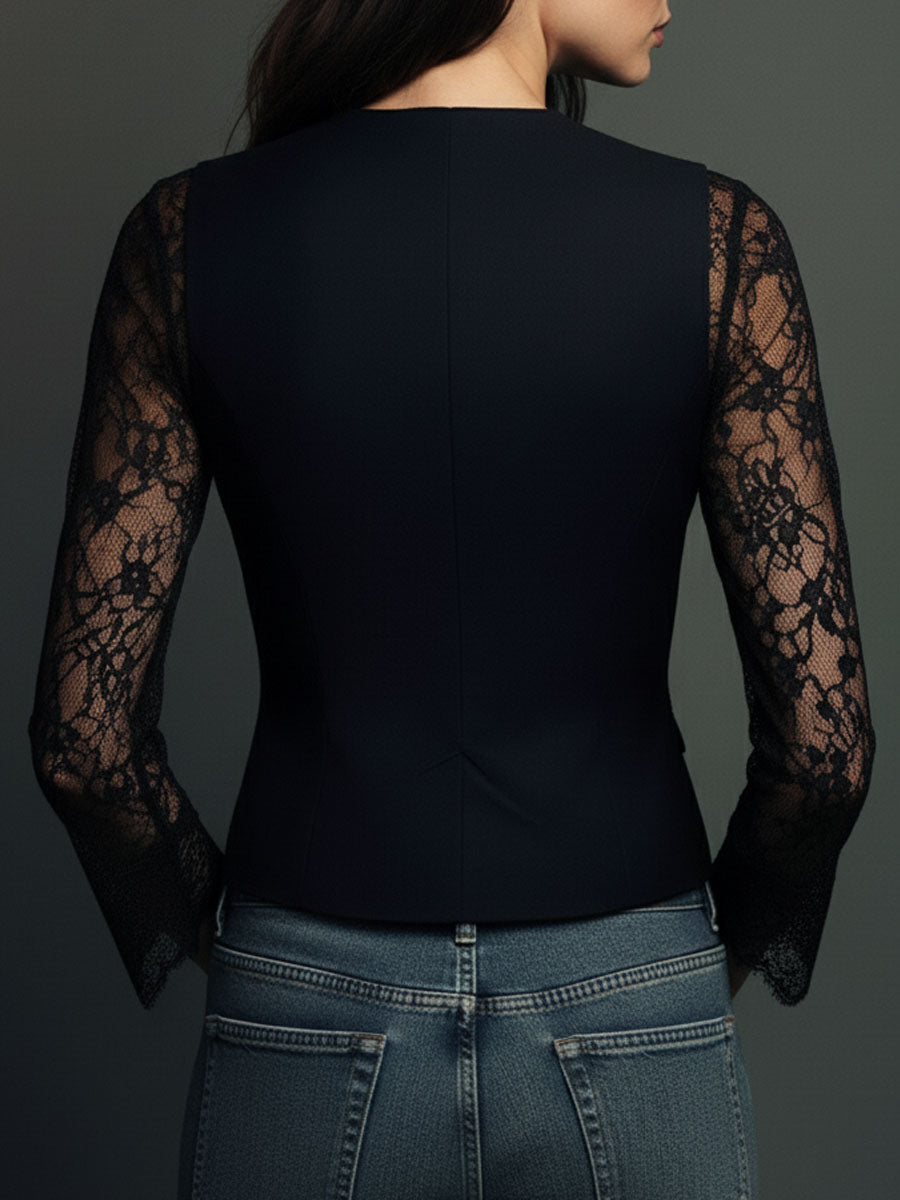 Viviana - Blazer con Mangas Semitransparentes y Encaje