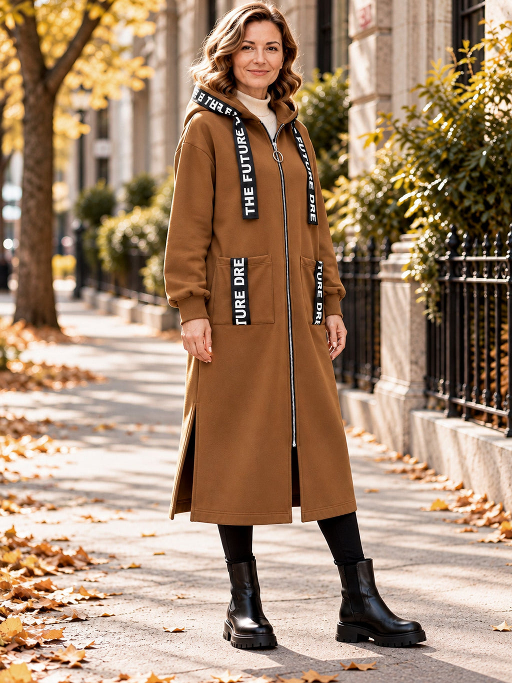 Irene - Abrigo sudadera oversize largo con capucha