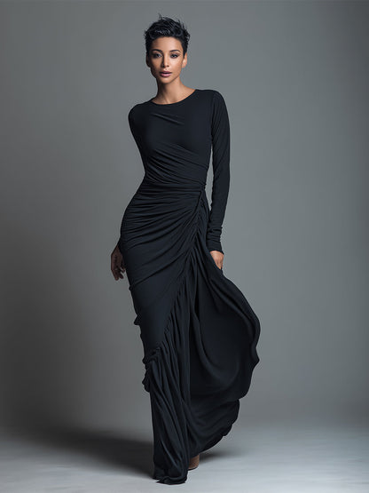 Carolina - Vestido Maxi de Punto Jersey con Fruncidos