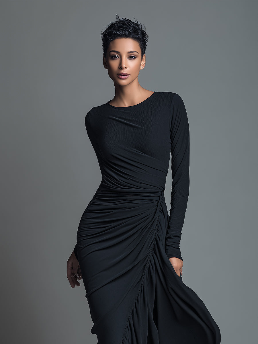 Carolina - Vestido Maxi de Punto Jersey con Fruncidos