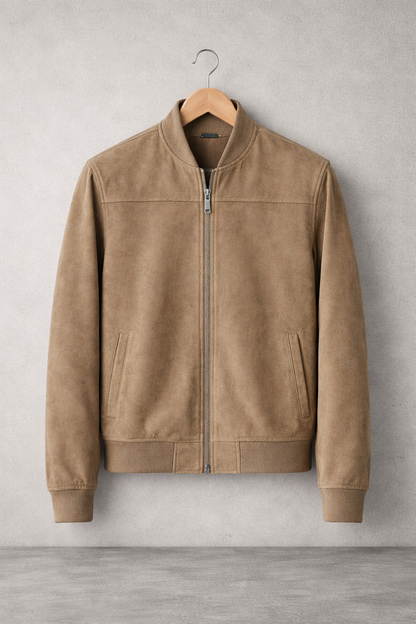 Ernesto - Chaqueta Bomber Suede Essential Taupe
