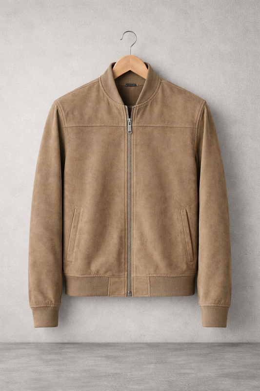 Ernesto - Chaqueta Bomber Suede Essential Taupe