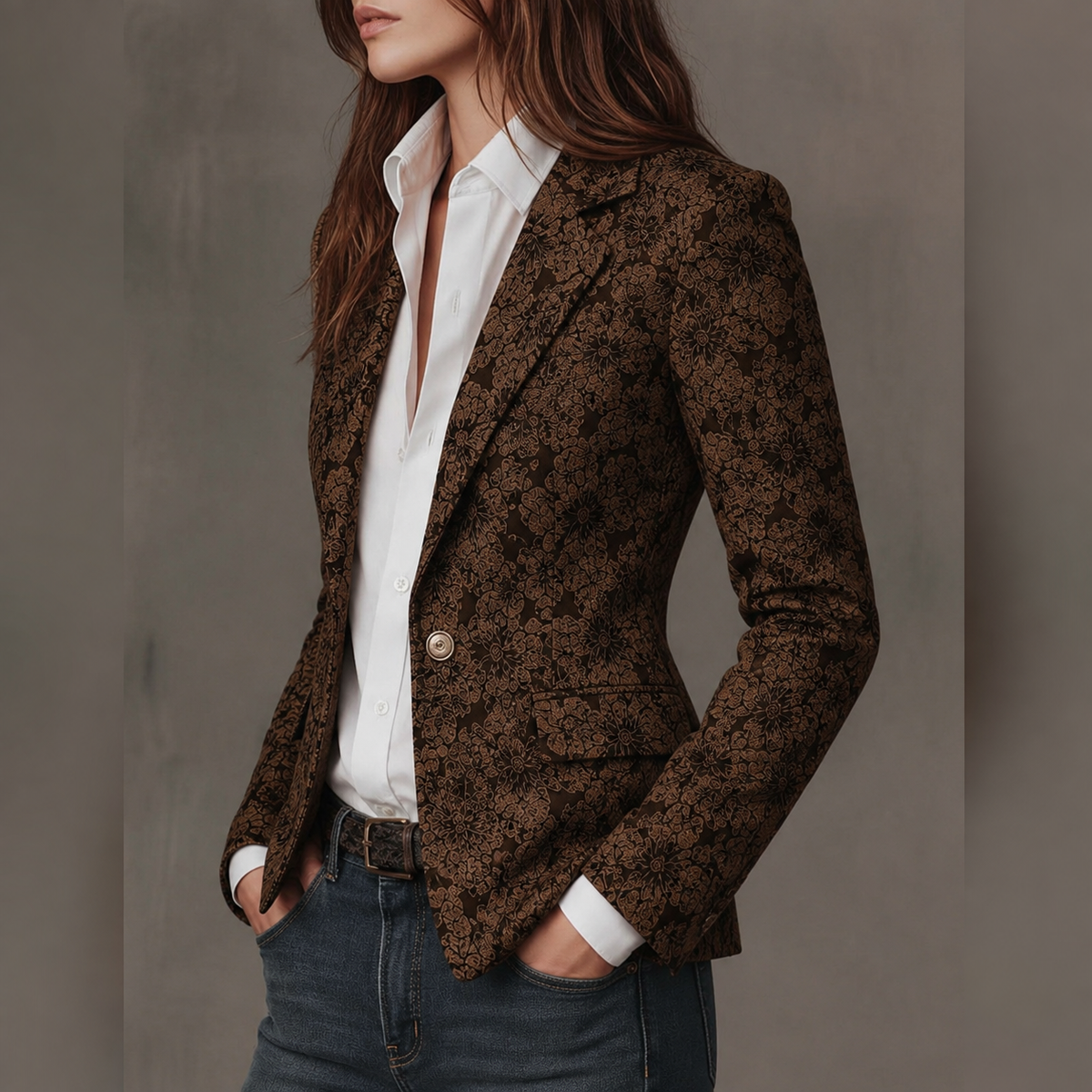 Loreta - Blazer Entallado con Motivo Jacquard