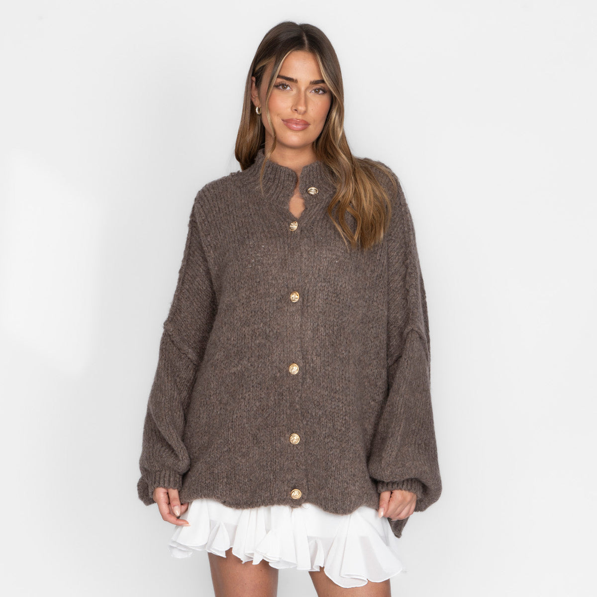 Noelia - Rebeca oversize de punto marrón