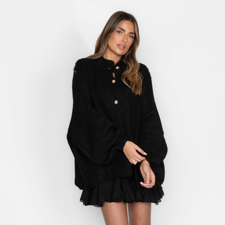 Noelia - Rebeca Oversize de Punto con Botones Dorados