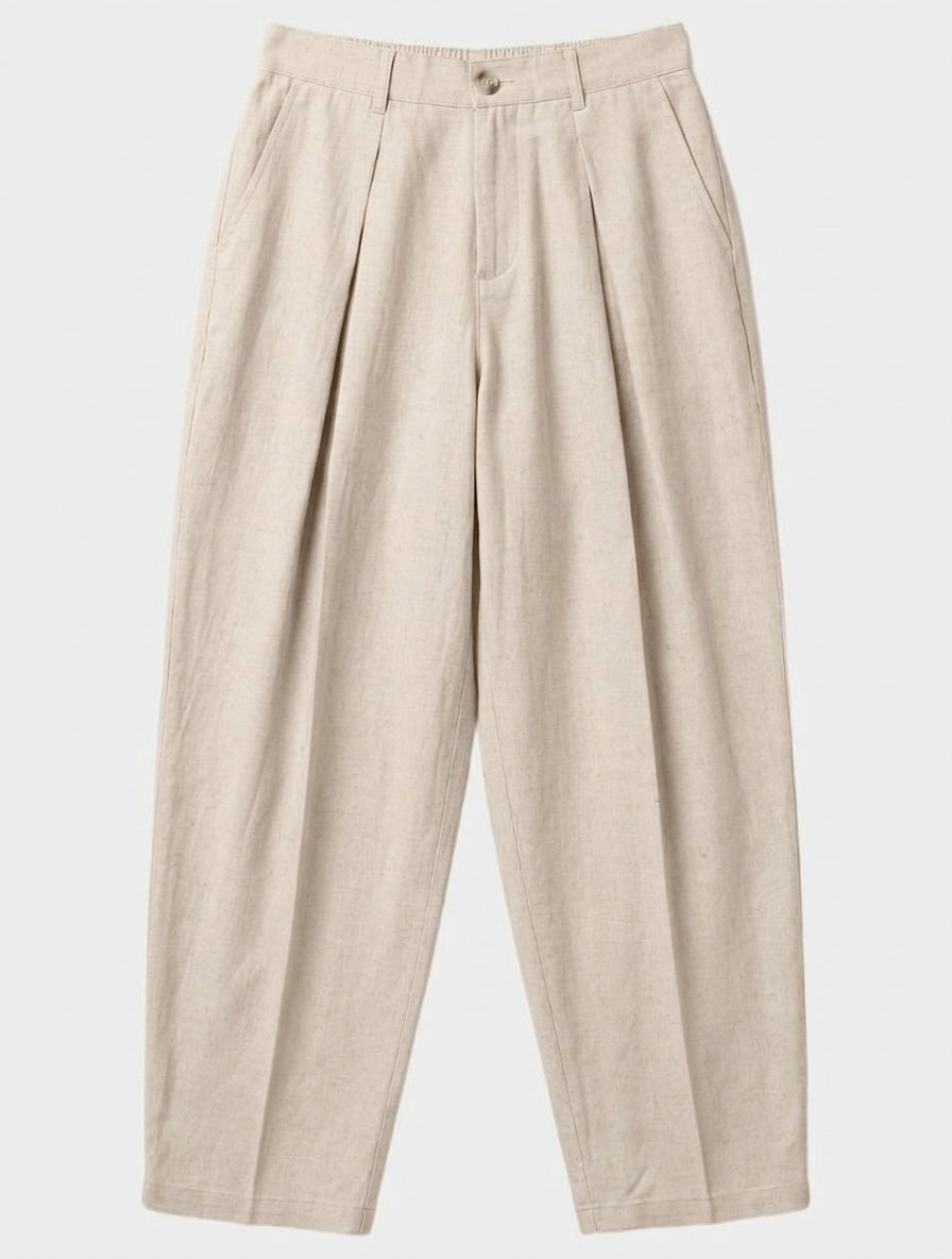 Sergio - Pantalones Casuales de Mezcla de Lino en Beige