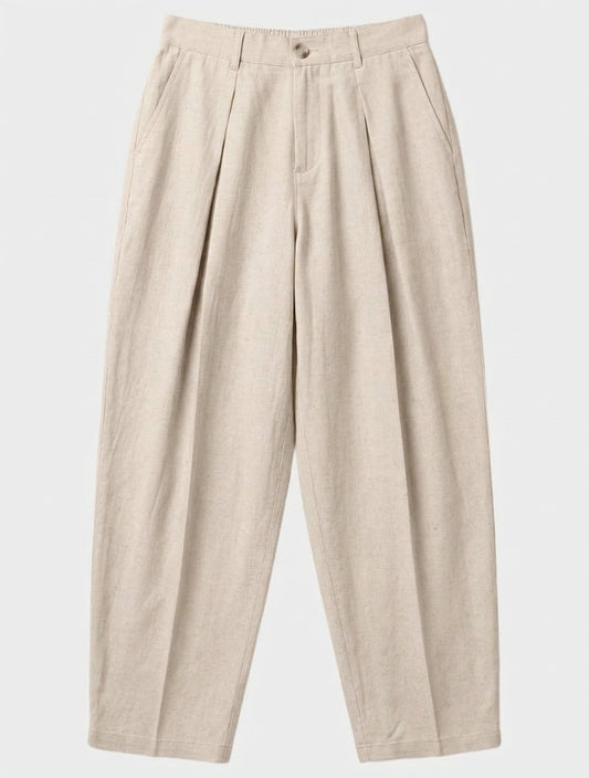 Sergio - Pantalones Casuales de Mezcla de Lino en Beige