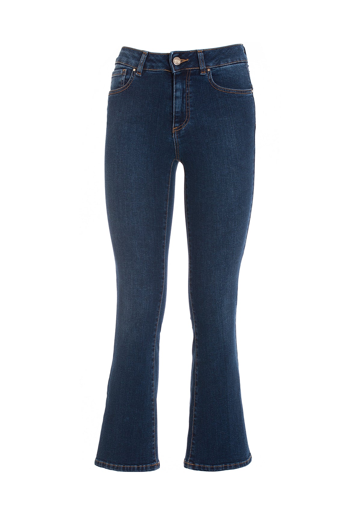Lucía - Vaqueros Flare Cropped Bella en Denim Stretch