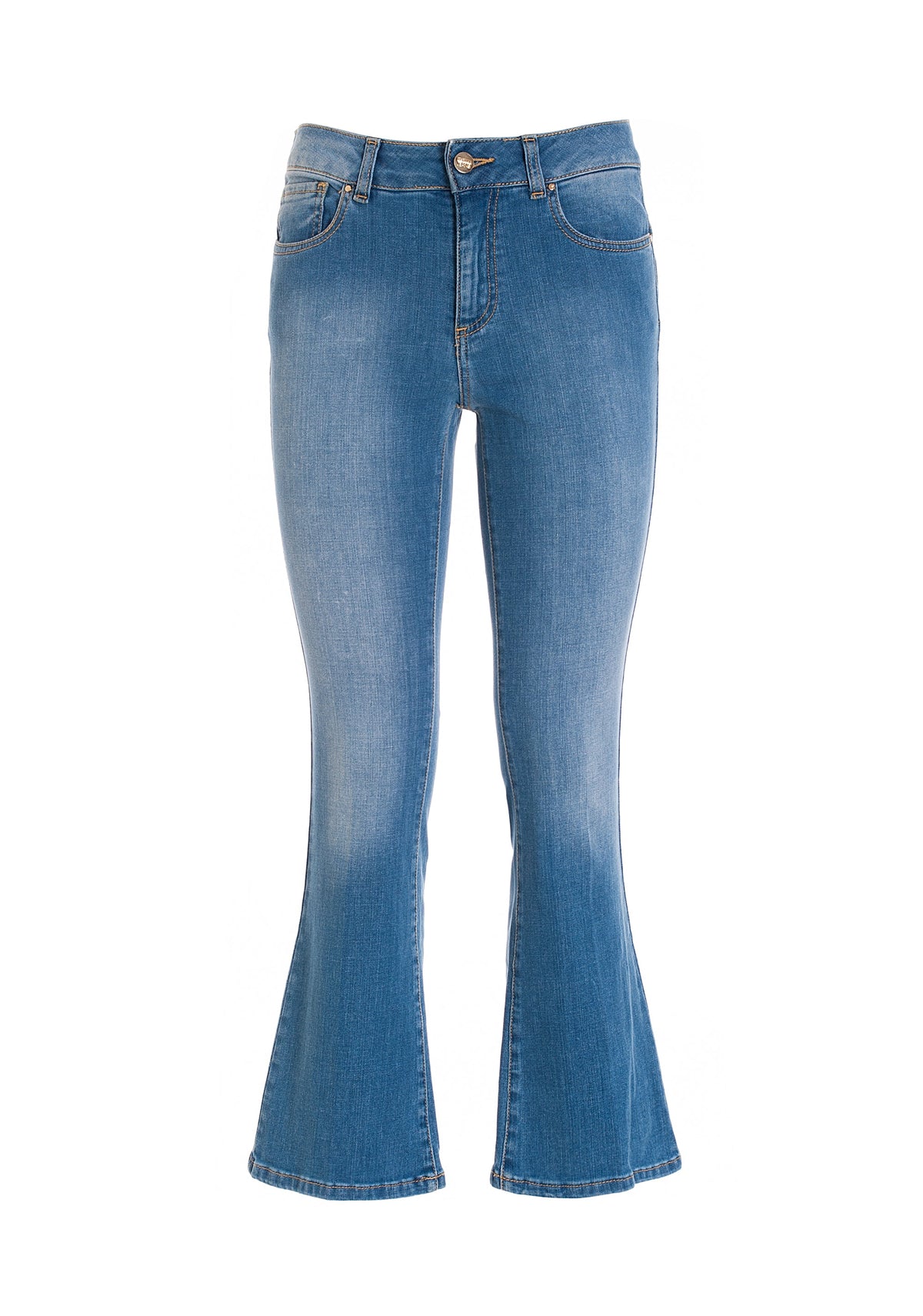 Lucía - Vaqueros Flare Cropped Bella en Denim Stretch