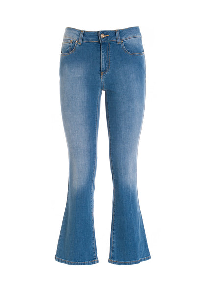 Lucía - Vaqueros Flare Cropped Bella en Denim Stretch
