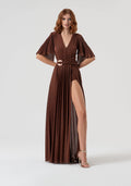 Ariadna - Vestido Largo Slim en Tejido Plisado