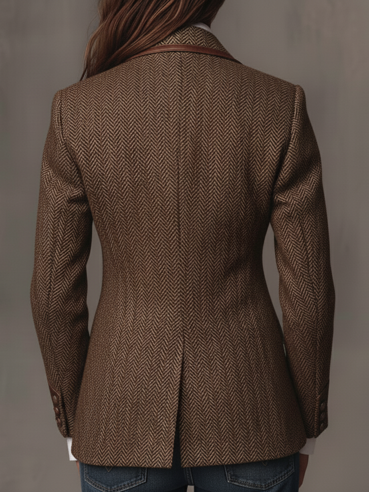 Francisca - Blazer de Espiga con Detalles Estampados a Contraste