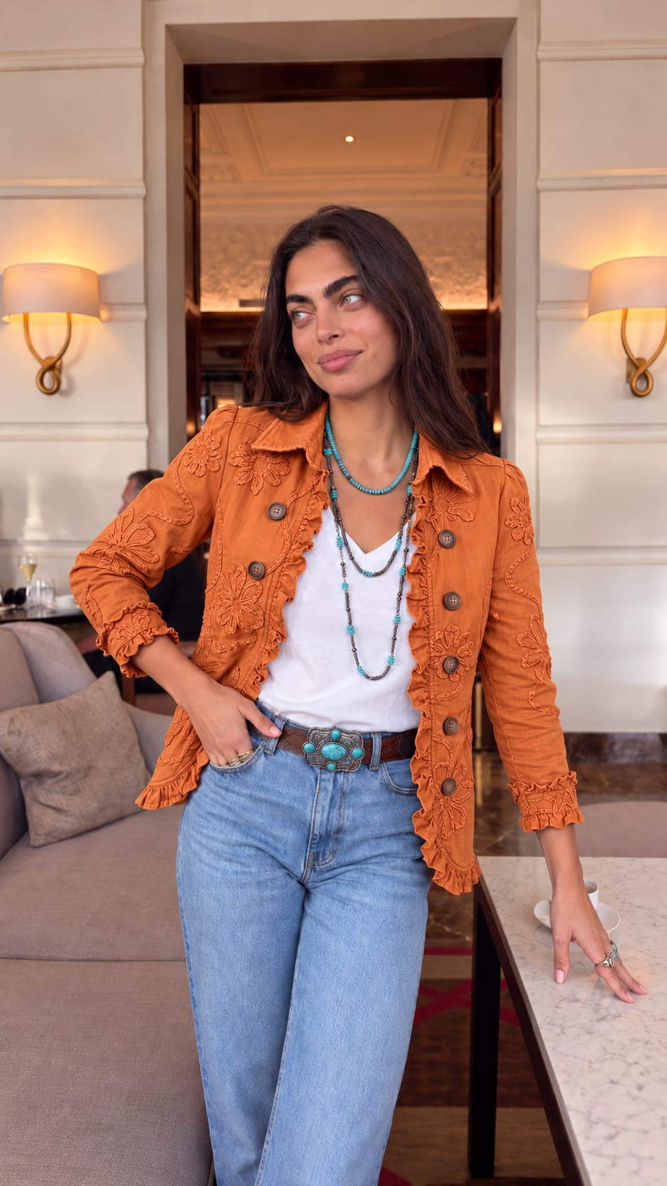 Azucena - Chaqueta Sobrecamisa Boho con Bordados Florales