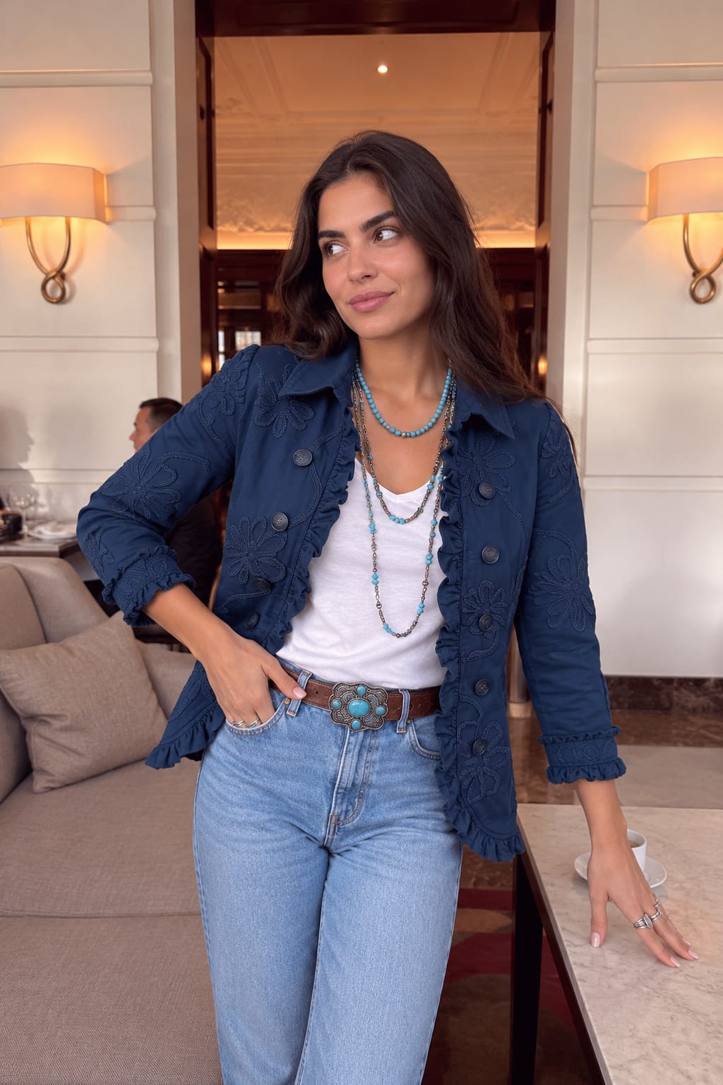 Azucena - Chaqueta Sobrecamisa Boho con Bordados Florales